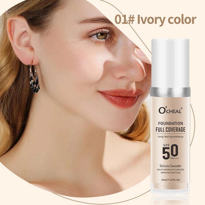 Fond de Teint Liquide O’CHEAL SPF 50 PA+++ – Haute Couvrance & Hydratation | Teint Lumineux & Unifié Longue Tenue🚚 Livraison rapide 5 à 9 jours ouvrés FelizShop