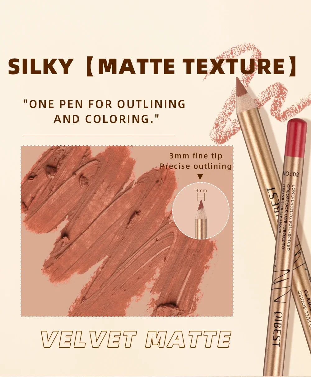 Set 12 Crayons à Lèvres Mat – Waterproof & Longue Tenue | Lip Liner Non-Transfert pour Contour Précis & Maquillage Parfait🚚 Livraison rapide FelizShop