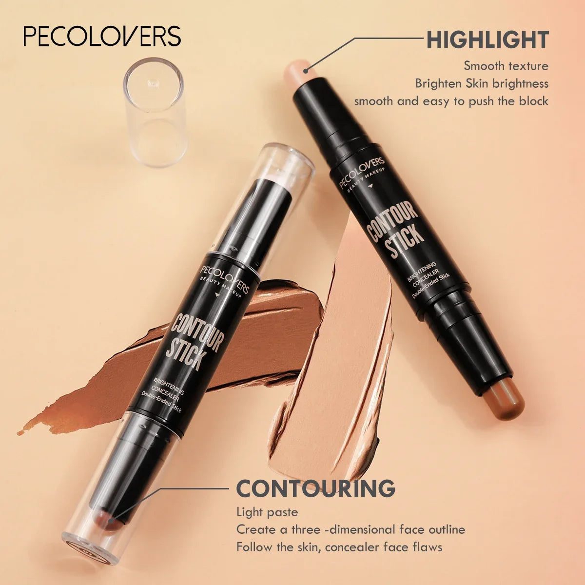 Stylo enlumineur double embout – Maquillage visage liquide waterproof – Contouring, fond de teint, correcteur – Crayon cosmétique 🚚 Livraison rapide en 8 à 12 jours ouvrés depuis la France FelizShop