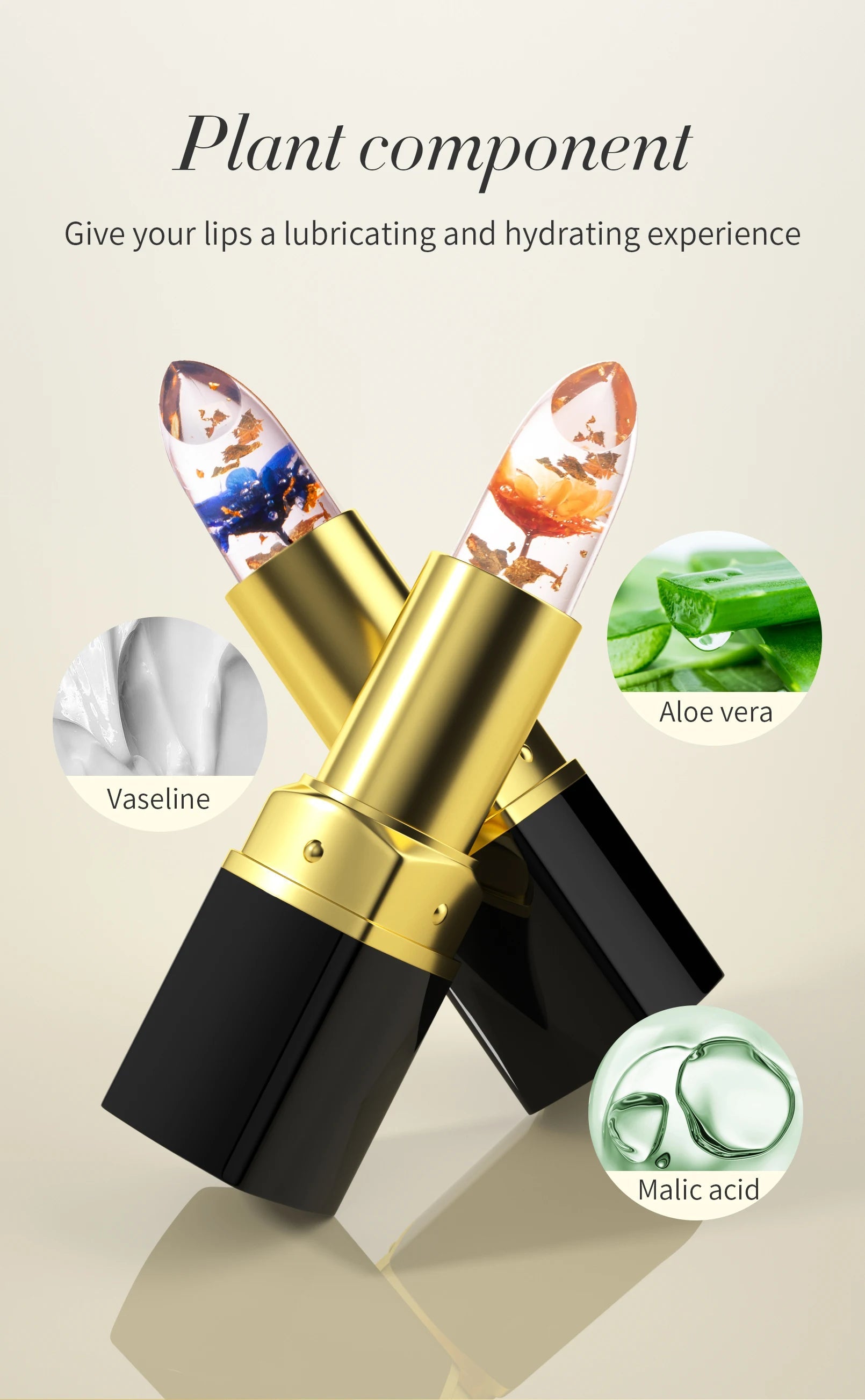 Baume à Lèvres Magique Fleur Cristal – Couleur Thermo-Réactive | Transparent, Longue Tenue & Ultra Hydratant🚚 Livraison rapide FelizShop