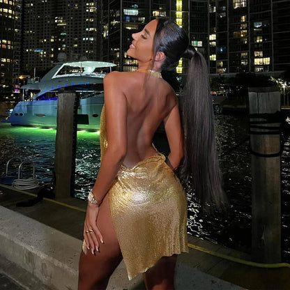 Robe courte élégante et sexy pour femme — Col noué, dos nu, décolleté orné de sequins — Robe de soirée, fête, danse
🚚 Livraison rapide en 8 à 12 jours ouvrés depuis la France FelizShop
