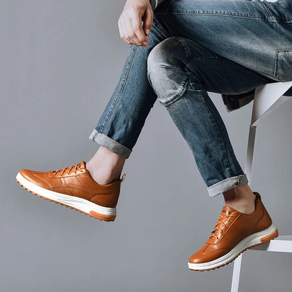 Sneakers en cuir PU pour homme — Chaussures business casual — Baskets respirantes d’extérieur — Mocassins mode pour homme — Chaussures de marche🚚 Livraison rapide FelizShop