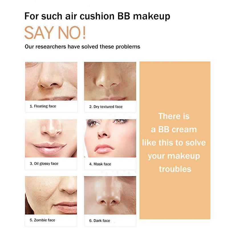 BB Cream Air Cushion – Fond de Teint Hydratant & Unifiant avec Houppette Papillon | Anti-Brillance, Waterproof & Éclaircissant🚚 Livraison rapide 5 à 10 jours ouvrés FelizShop
