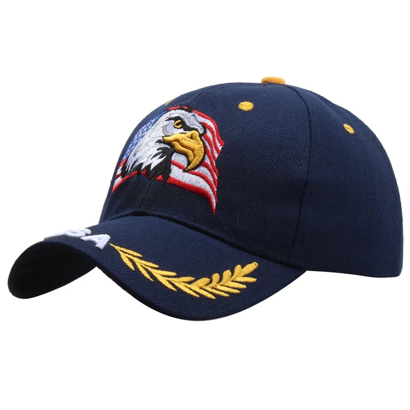 Casquette unisexe brodée aigle chauve & drapeau USA — Casquette baseball été outdoor — Anti-UV, protection solaire — Style hip-hop et sports🚚 Livraison rapide FelizShop