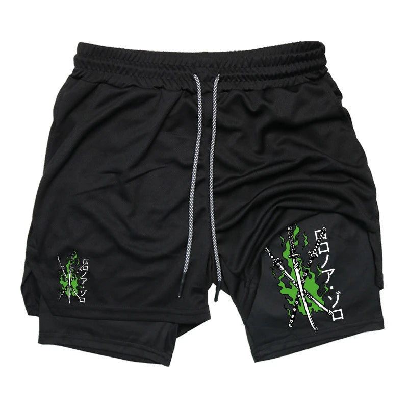 Shorts de compression homme avec poche téléphone — Sports, boucle serviette, entraînement gym — Imprimé été 2 en 1🚚 Livraison rapide en 8 à 12 jours ouvrés depuis la France FelizShop
