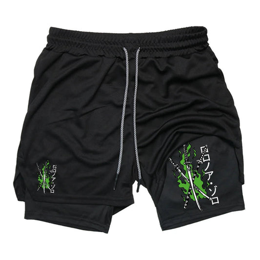 Shorts de compression homme avec poche téléphone — Sports, boucle serviette, entraînement gym — Imprimé été 2 en 1🚚 Livraison rapide en 8 à 12 jours ouvrés depuis la France FelizShop