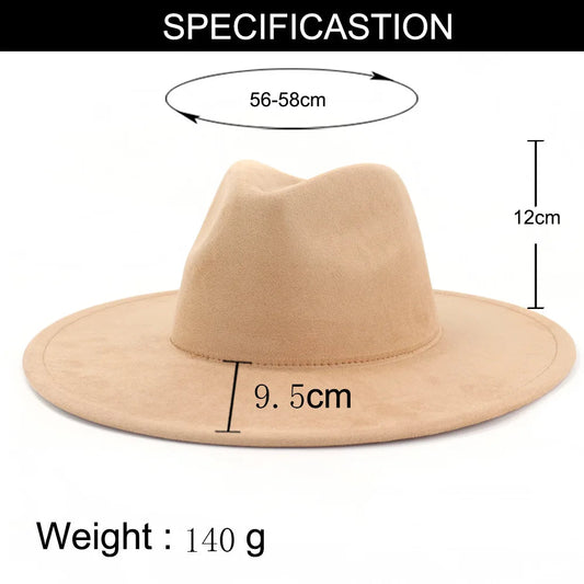 9.5 CM Big Brim Jazz Fedora Hats Men Suede Fabric Heart Top Felt Cap Women Luxury Designer Brand Party Green Fascinator Hats FelizShop