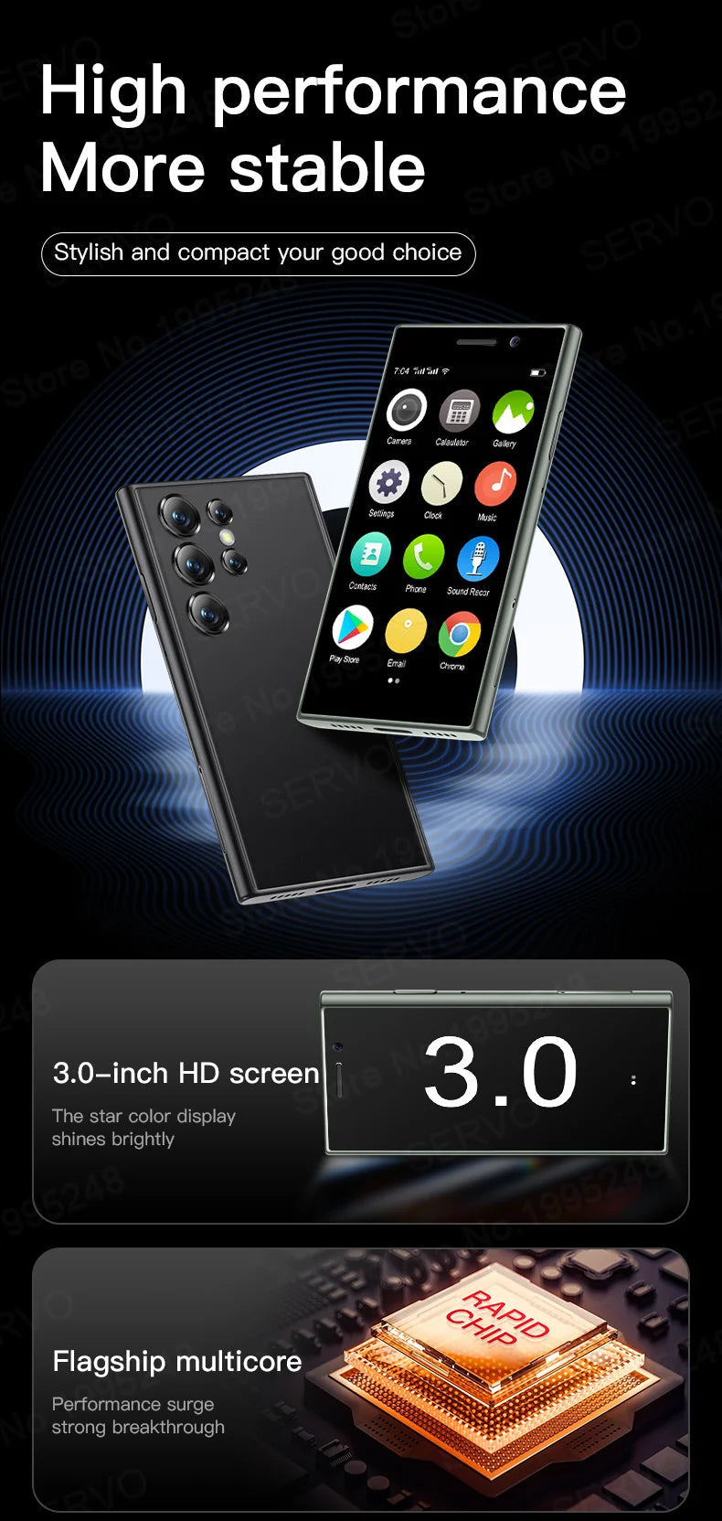 Smartphone mini original SERVO S24 – Téléphone portable 4G Android 10.0 avec reconnaissance faciale, GPS, écran 3", 2 Go RAM / 16 Go ROM, batterie 2000 mAh.🚚Livraison gratuite rapide et sécurisé FR FelizShop