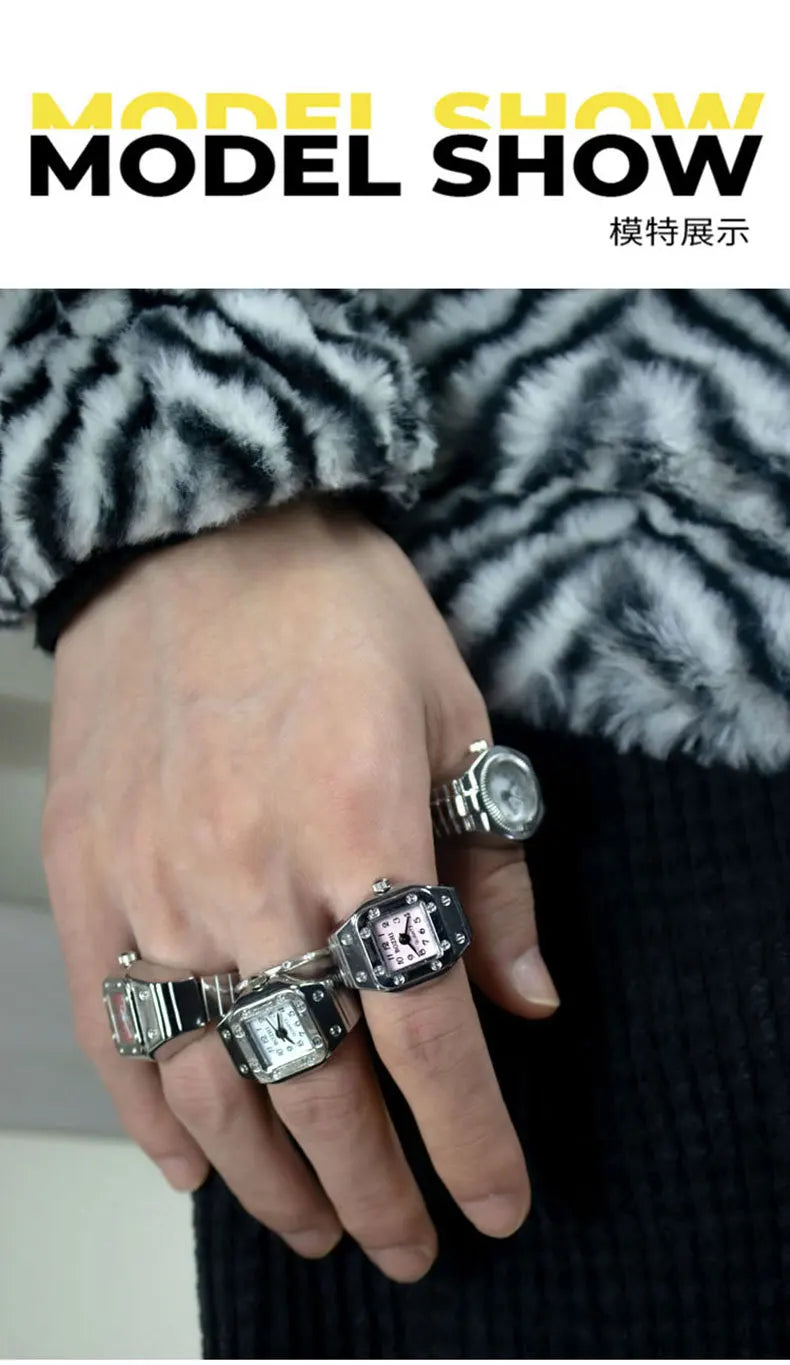 Bague Montre Rétro Punk – Anneau Quartz Vintage avec Chiffres Romains FelizShop