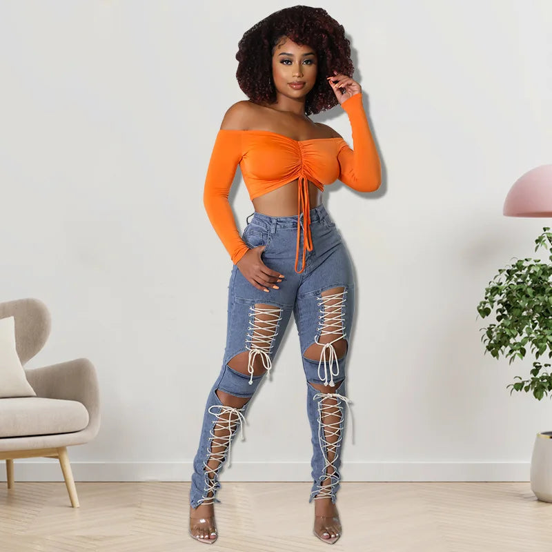 Women's Lace Up Skinny Jeans Stretch Distressed Destroyed Denim Pants Sexy Daily Date Street Going Out Night Club Party Jeans
🚚Livraison gratuite rapide et sécurisé FR FelizShop