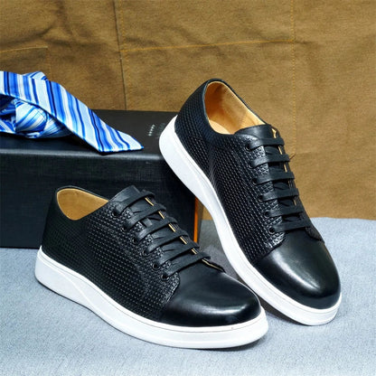 Chaussures casual classiques pour homme, taille 38 à 50 — Sneakers en cuir véritable à lacets — Derby plats, chaussures de conduite, shopping ou travail🚚 Livraison rapide en 8 à 12 jours ouvrés depuis la France FelizShop