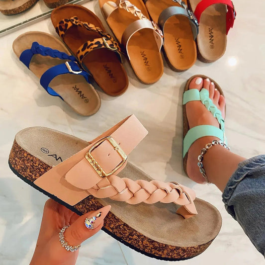 Sandales Femme Été 2022 – Claquettes Plates de Plage, Tongs Décontractées à Enfiler, Chaussures Légères pour l’Été🚚 Livraison rapide en 8 à 12 jours ouvrés depuis la France FelizShop