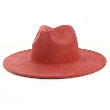 9.5 CM Big Brim Jazz Fedora Hats Men Suede Fabric Heart Top Felt Cap Women Luxury Designer Brand Party Green Fascinator Hats FelizShop