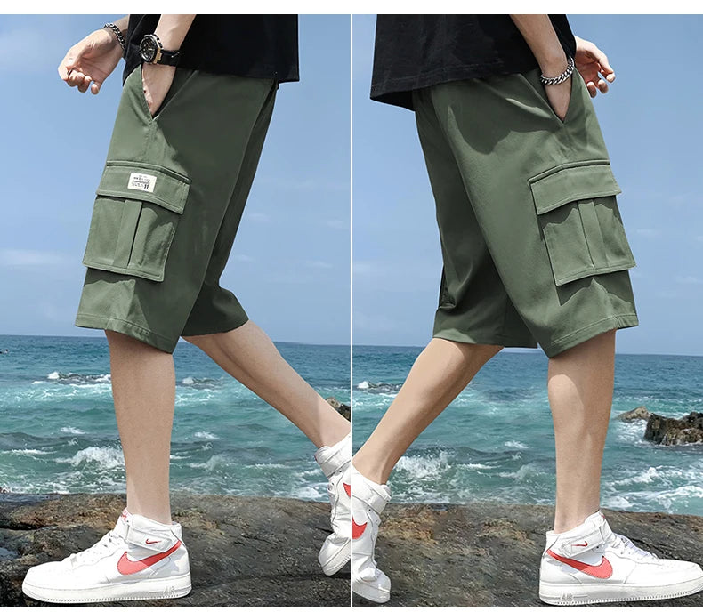 Cargo shorts men's summer loose-fitting five-point pants multi-pocket functional sports pants 🚚 Livraison rapide en 8 à 12 jours ouvrés depuis la France FelizShop