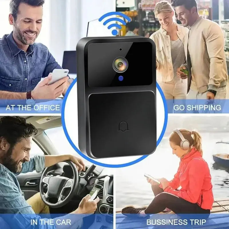 Caméra de Sonnette Vidéo WiFi – Vision Nocturne HD, Sans Fil, Batterie Intégrée, Interphone Bidirectionnel avec Modulation de Voix, Sécurité Intelligente pour la Maison 🚚 Livraison rapide en 8 à 12 jours ouvrés FelizShop