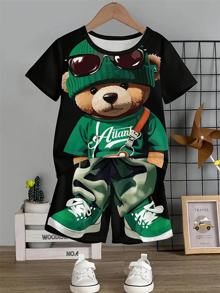 Ensemble Été 2025 Homme – T-Shirt + Short Imprimé Ours – Style Streetwear & Respirant🚚 Livraison rapide en 8 à 12 jours ouvrés depuis la France FelizShop