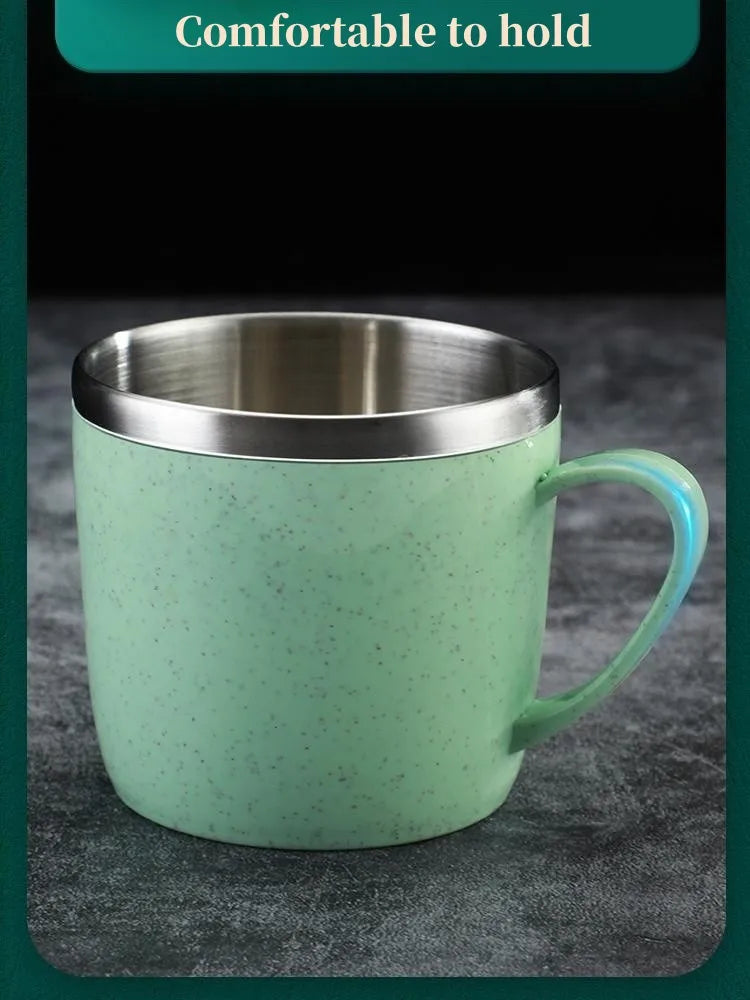 Tasse Inox Double Paroi – Anse Plastique Anti-Chaleur FelizShop
