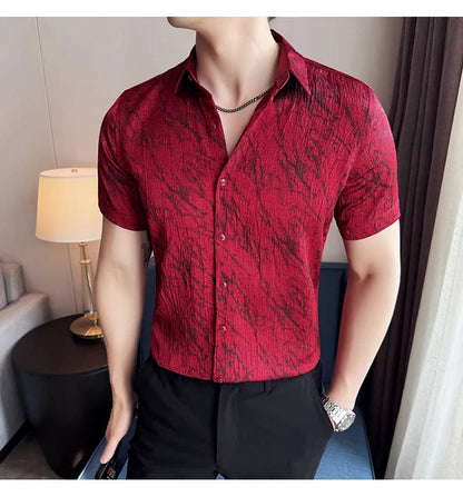Chemise Slim Fit Homme Été – Jacquard Texturé & Design Élégant | Jusqu’au 4XL 🚚Livraison rapide gratuite et sécurisée FelizShop