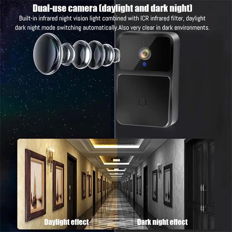 Caméra de Sonnette Vidéo WiFi – Vision Nocturne HD, Sans Fil, Batterie Intégrée, Interphone Bidirectionnel avec Modulation de Voix, Sécurité Intelligente pour la Maison 🚚 Livraison rapide en 8 à 12 jours ouvrés FelizShop