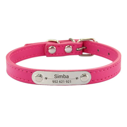 Collier Personnalisé pour Chien & Chat – Gravure Nom + Anti-Perte – Simili Cuir Rose (Taille S à L) 🚚 Livraison rapide en 8 à 12 jours ouvrés depuis la France FelizShop