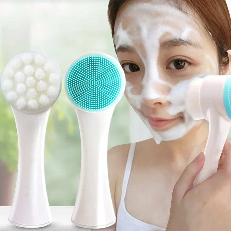 Silicone Facial Facial Cleansing Brush Manual Massage Facial Cleansing Brush Soft Bristles Silicone 3D Double-Sided Face Brushes 🚚 Livraison rapide en 8 à 12 jours ouvrés depuis la France FelizShop