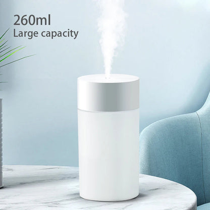 260ML USB Ultrasonic Air Humidifier LED Lamp Mini Essential Oil Diffuser Car Purifier Aroma Anion Mist Maker With Romantic Light (🚚 Livraison rapide en 8 à 12 jours ouvrés depuis la France FelizShop