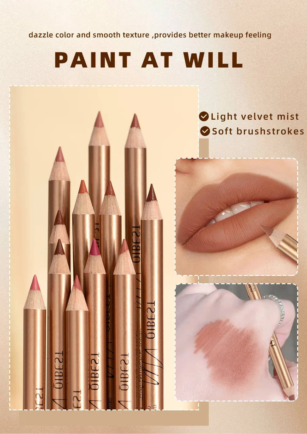 Set 12 Crayons à Lèvres Mat – Waterproof & Longue Tenue | Lip Liner Non-Transfert pour Contour Précis & Maquillage Parfait🚚 Livraison rapide FelizShop