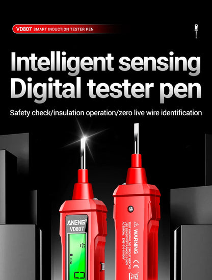 ANENG VD807 – Stylo testeur électrique intelligent à induction, capteur NCV sans contact, détecteur de tension AC 12–300V, fréquence 50/60Hz. Outil portable de détection de fils électriques.🚚Livraison gratuite ra FelizShop