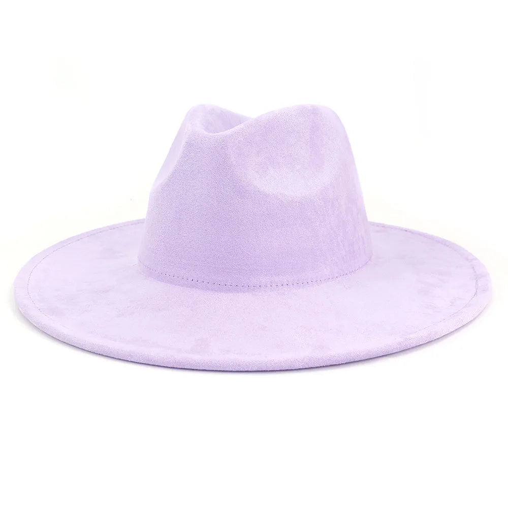9.5 CM Big Brim Jazz Fedora Hats Men Suede Fabric Heart Top Felt Cap Women Luxury Designer Brand Party Green Fascinator Hats FelizShop