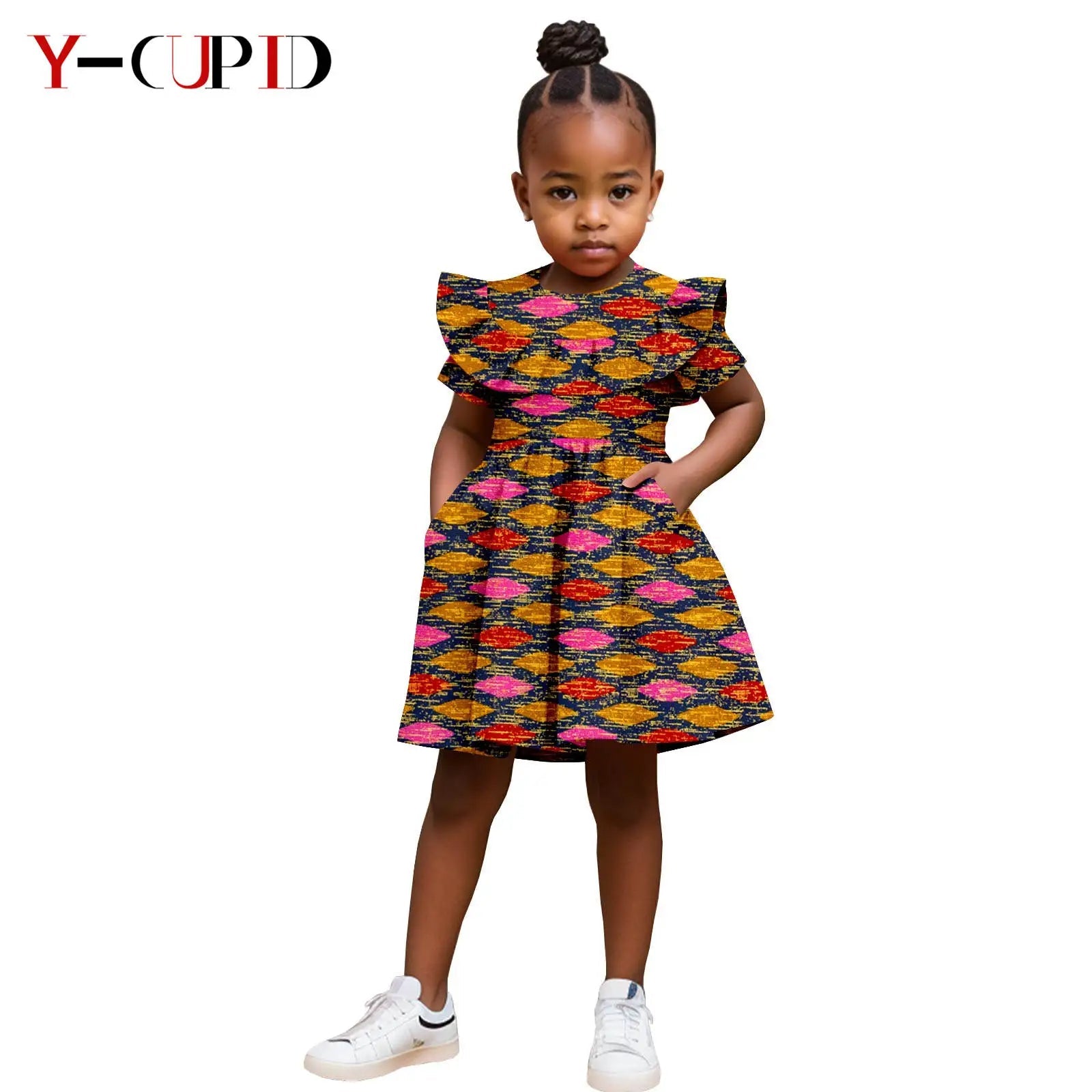Robe Africaine Fille – Imprimé Wax Dashiki à Volants Été FelizShop