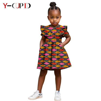 Robe Africaine Fille – Imprimé Wax Dashiki à Volants Été FelizShop