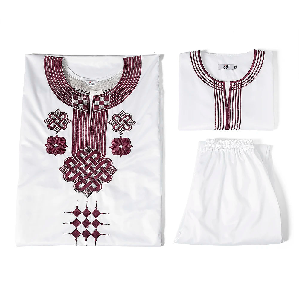 Dashiki Ensemble 3 Pièces pour Homme - Boubou, Pantalon & Veste Traditionnelle Africaine | Livraison Gratuite & Rapide - FelizShop