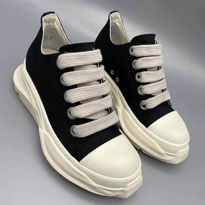 Chaussures casual pour homme — Sneakers en toile à lacets larges — Baskets compensées pour homme, semelle épaisse — Sneakers femme à rehaussement de hauteur🚚 Livraison rapide FelizShop