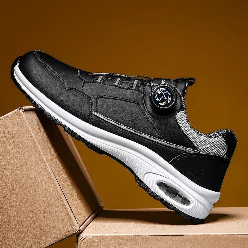 Chaussures de Sport Homme 2025 – Cuir Imperméable, Design Élastique avec Fermeture Tournante, Semelle à Coussin d’Air, Absorption des Chocs, Look Urbain Classique🚚 Livraison rapide en 8 à 12 jours ouvrés depuis la FelizShop