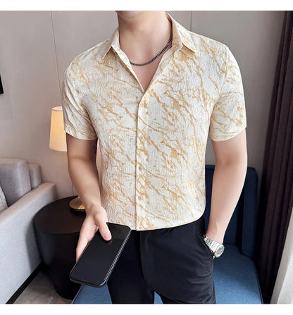 Chemise Slim Fit Homme Été – Jacquard Texturé & Design Élégant | Jusqu’au 4XL 🚚Livraison rapide gratuite et sécurisée FelizShop