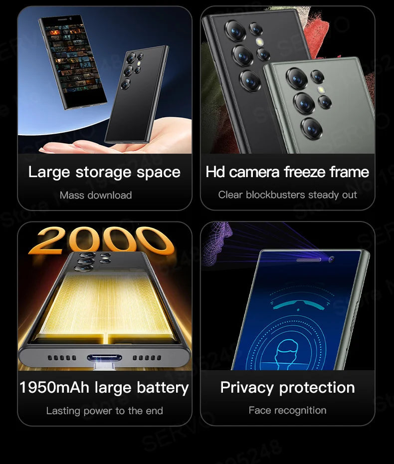 Smartphone mini original SERVO S24 – Téléphone portable 4G Android 10.0 avec reconnaissance faciale, GPS, écran 3", 2 Go RAM / 16 Go ROM, batterie 2000 mAh.🚚Livraison gratuite rapide et sécurisé FR FelizShop
