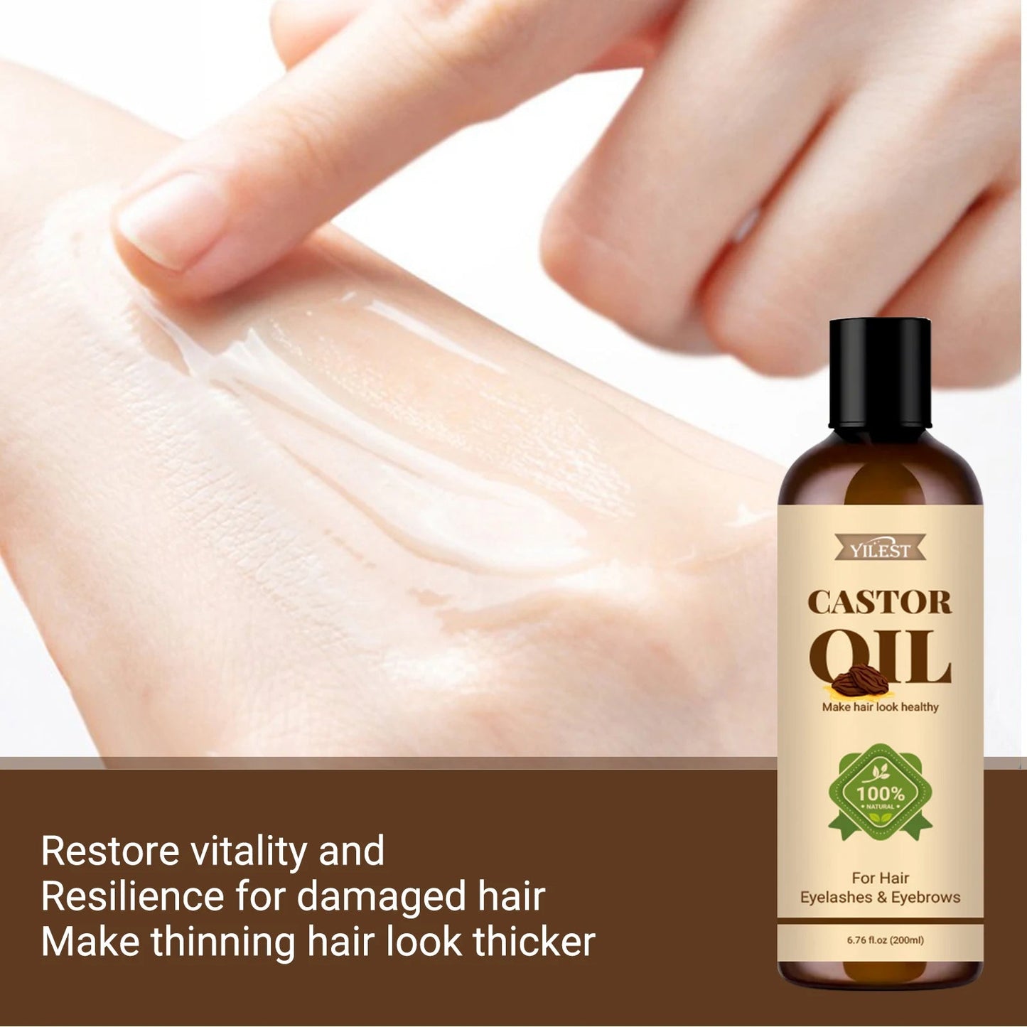 Huile de Ricin Naturelle YILEST 200ml – Soin Multi-Usages pour Cheveux, Cils, Sourcils & Peau🚚 Livraison rapide en 8 à 12 jours ouvrés depuis la France FelizShop