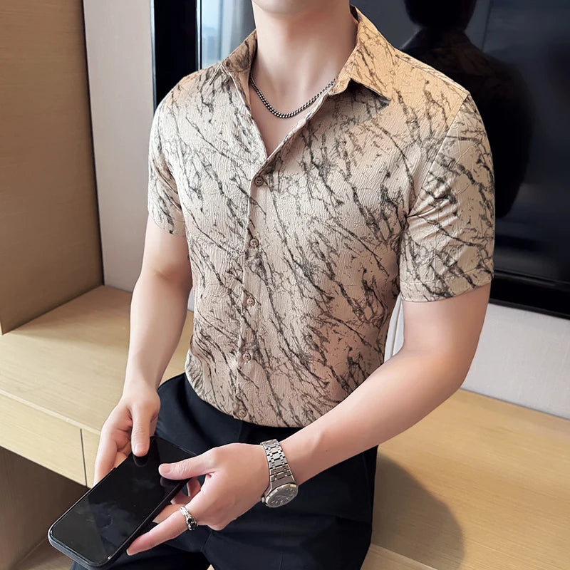 Chemise Slim Fit Homme Été – Jacquard Texturé & Design Élégant | Jusqu’au 4XL 🚚Livraison rapide gratuite et sécurisée FelizShop