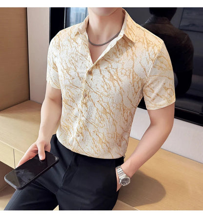 Chemise Slim Fit Homme Été – Jacquard Texturé & Design Élégant | Jusqu’au 4XL 🚚Livraison rapide gratuite et sécurisée FelizShop
