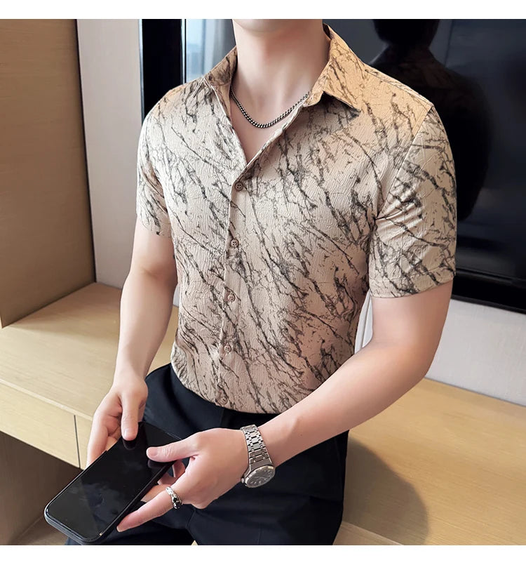 Chemise Slim Fit Homme Été – Jacquard Texturé & Design Élégant | Jusqu’au 4XL 🚚Livraison rapide gratuite et sécurisée FelizShop