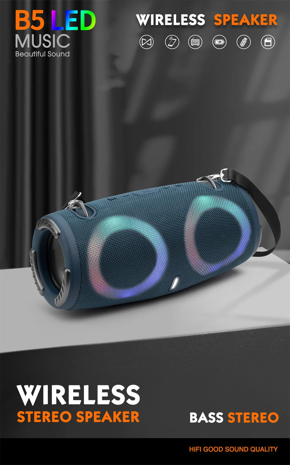 Enceinte Bluetooth Portable Étanche 100W – Son Puissant avec Lumières RGB Colorées, Subwoofer Sans Fil, Stéréo 360° Surround, TWS & Radio FM  🚚 Livraison rapide en 8 à 12 jours ouvrés depuis la France ou nos entr FelizShop