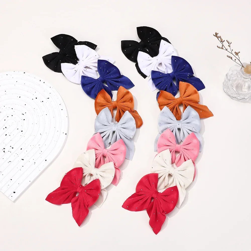 Barrettes Nœud Rouge Velours pour Fille – Lot de 2 Accessoires Cheveux à Pois Étoilés FelizShop