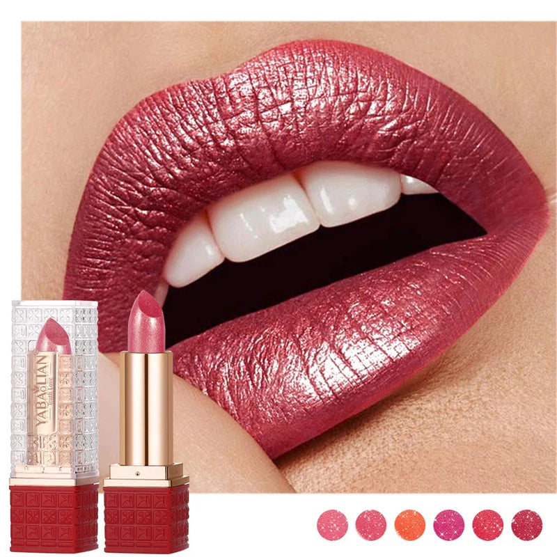 Rouge à Lèvres Pailleté Métallique – 12 Couleurs Intenses | Fini Brillant Nacré, Longue Tenue & Facile à Appliquer🚚 Livraison rapide FelizShop