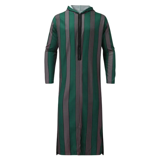 Robe Musulmane Homme 2024 – Patchwork Rayé, Capuche & Style Streetwear🚚Livraison rapide gratuite et sécurisée FelizShop