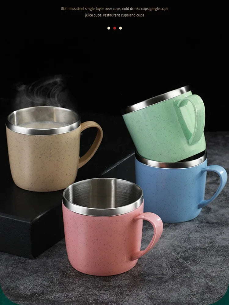 Tasse Inox Double Paroi – Anse Plastique Anti-Chaleur FelizShop