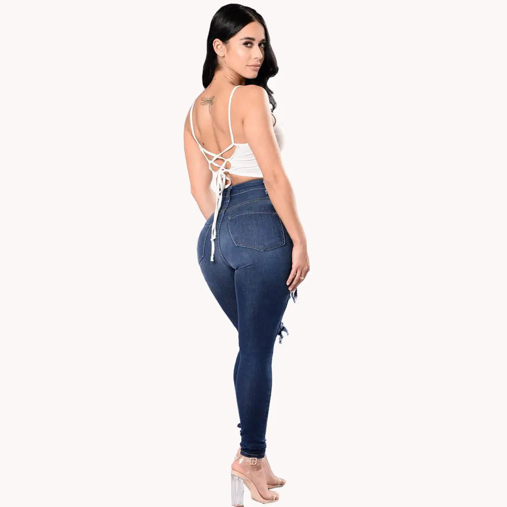 Jean Femme  – Taille Haute  Déchiré Skinny FelizShop