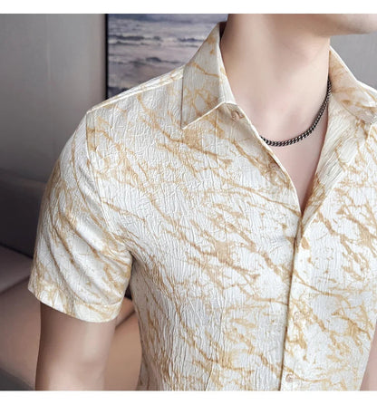 Chemise Slim Fit Homme Été – Jacquard Texturé & Design Élégant | Jusqu’au 4XL 🚚Livraison rapide gratuite et sécurisée FelizShop