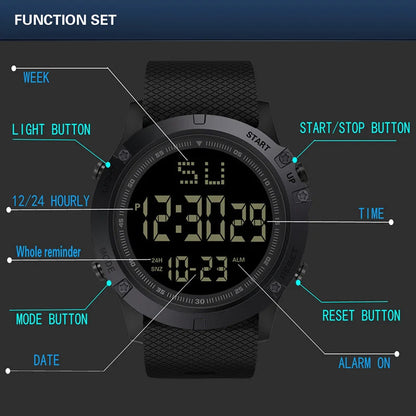 Montre sport homme multifonction — Montre militaire sportive, étanche, lumineuse LED digitale — Grande cadran, montre électronique pour enfants et étudiants
🚚 Livraison rapide en 8 à 12 jours ouvrés depuis la Fran FelizShop