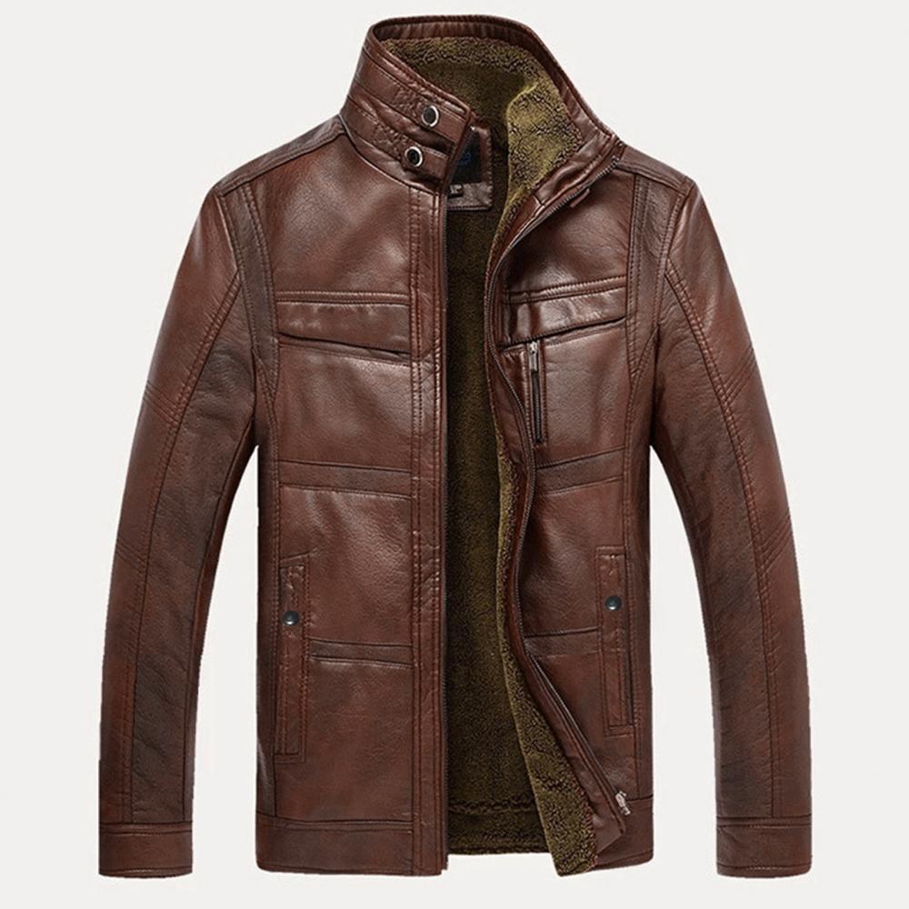 veste homme Marron pour Homme – Doublée Polaire, Style Motard🚚Livraison rapide gratuite et sécurisée FelizShop