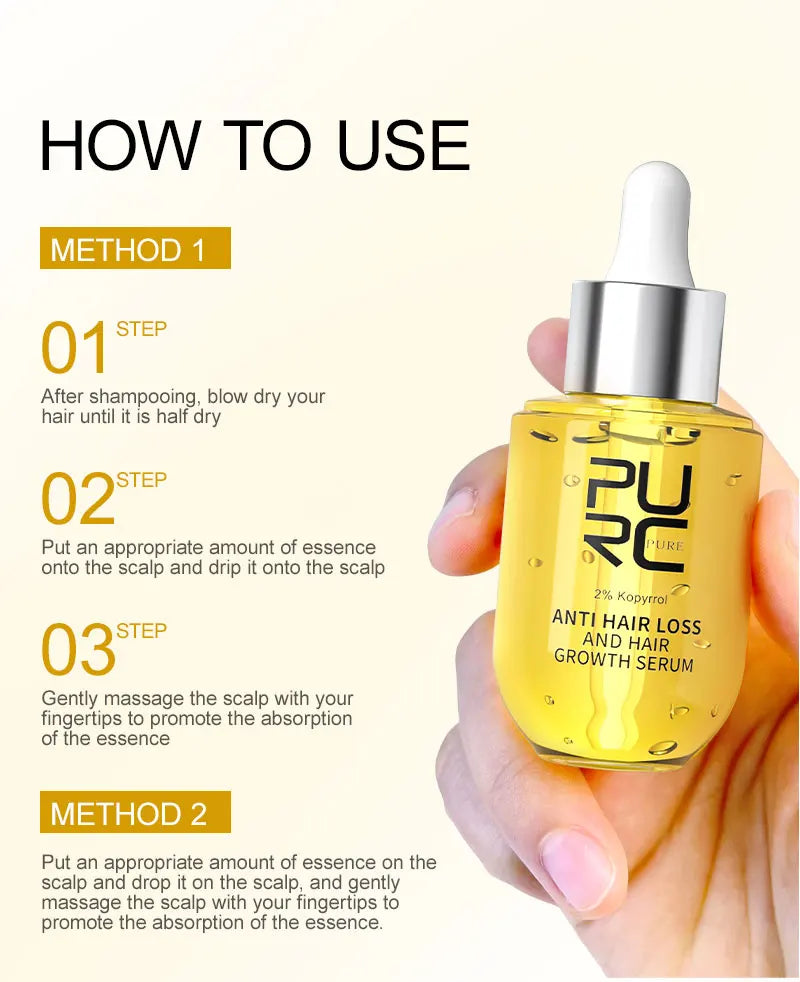 Sérum Capillaire PURC Biotine & Gingembre – Soin Réparateur & Hydratant – 35ml / 50ml🚚 Livraison rapide en 8 à 12 jours ouvrés depuis la France FelizShop